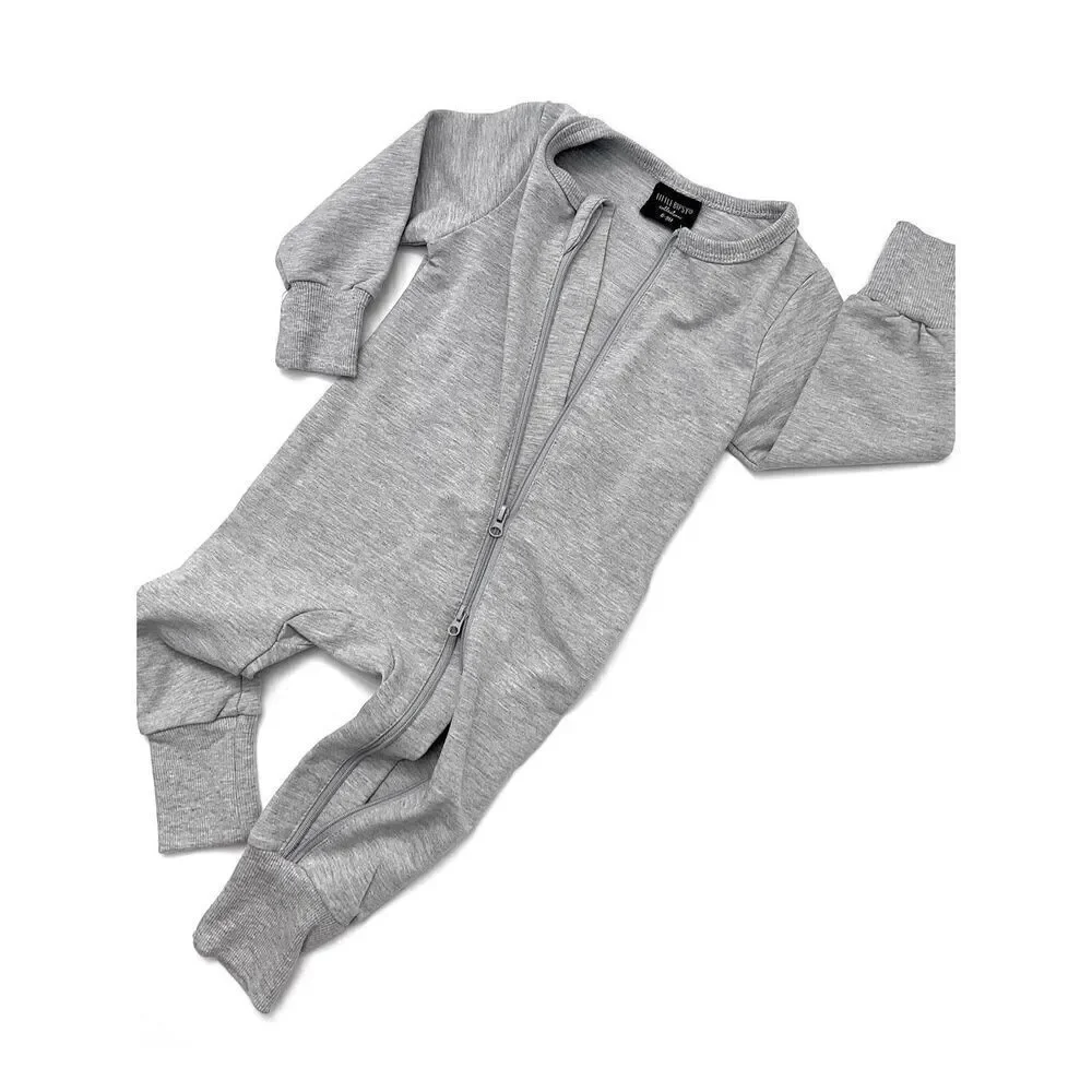 Little Bipsy Unisex 2-WAY ZIP ROMPER - Grey 18-24M